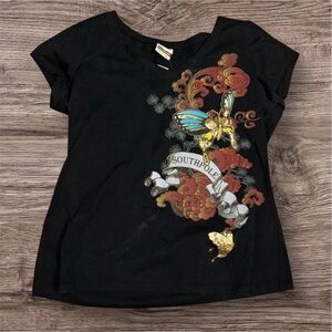 South Pole Black Tee with Gold Accents